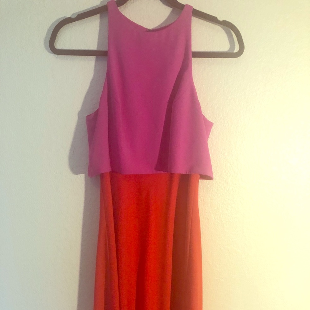 Colour-block floor length dress